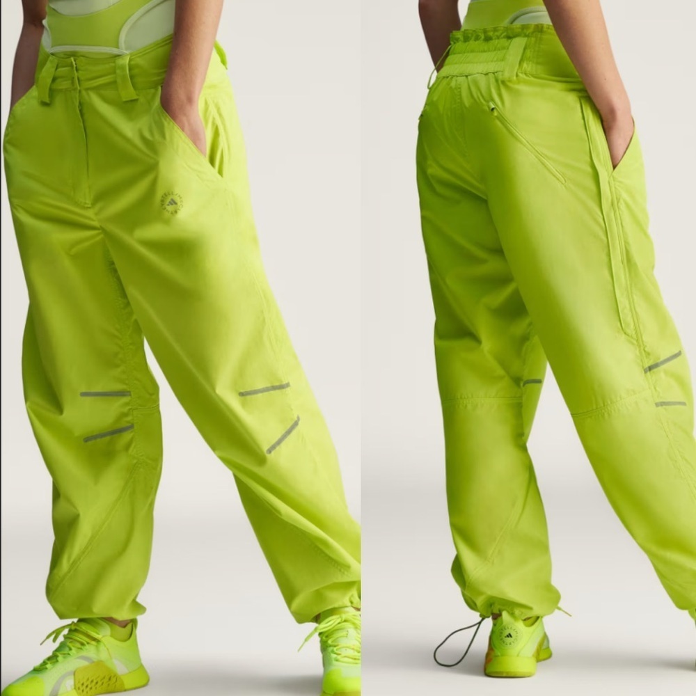 NWT ADIDAS by Stella McCartney Woven Track reflective Bright Green pants XS